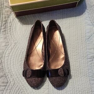 Elegant Black Flats with Black Button Strap Accent